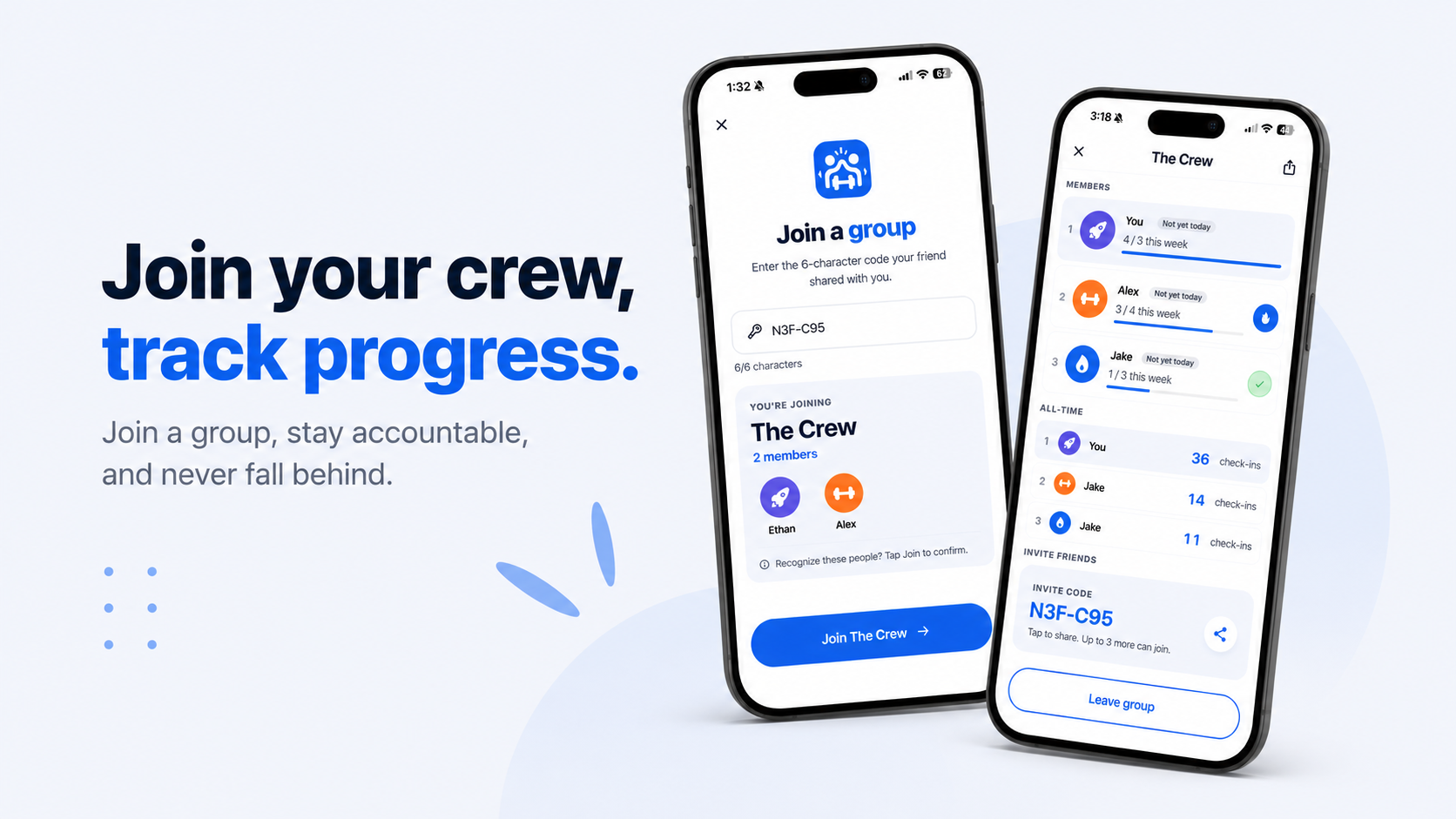 Groups — stay accountable with friends