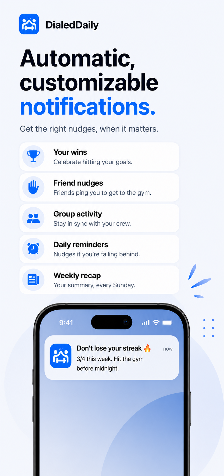 Notifications — stay on top of check-ins and reminders
